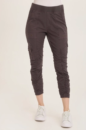 Active Lifestyle Compression Support Neutral Tone Tilton Stretch Poplin Ruched Skinny Pant