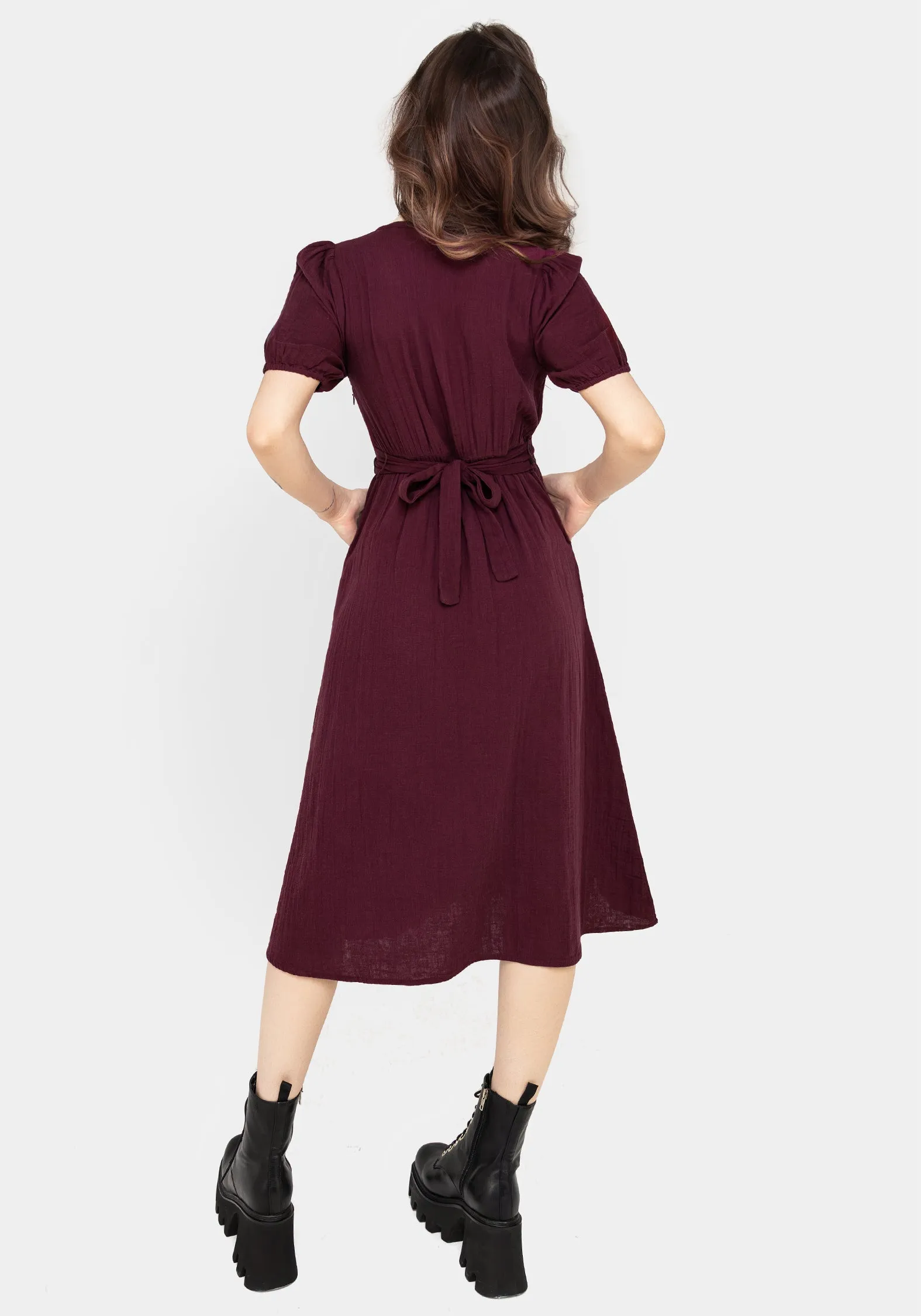 Poultice Embroidered Cotton Midi Dress Summer-Season