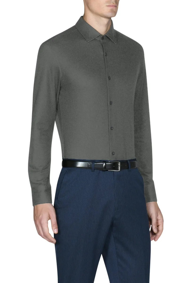 Oversized Fit Anti-static Knit Smart Shirt | Dark Grey GYE149