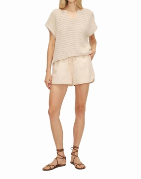 Harlan V Neck Sweater Top In Cream Cozy and Soft