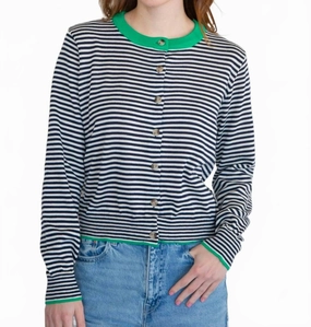 Snuggle Style Warm Knit Design Jocelyn Cardigan In Navy