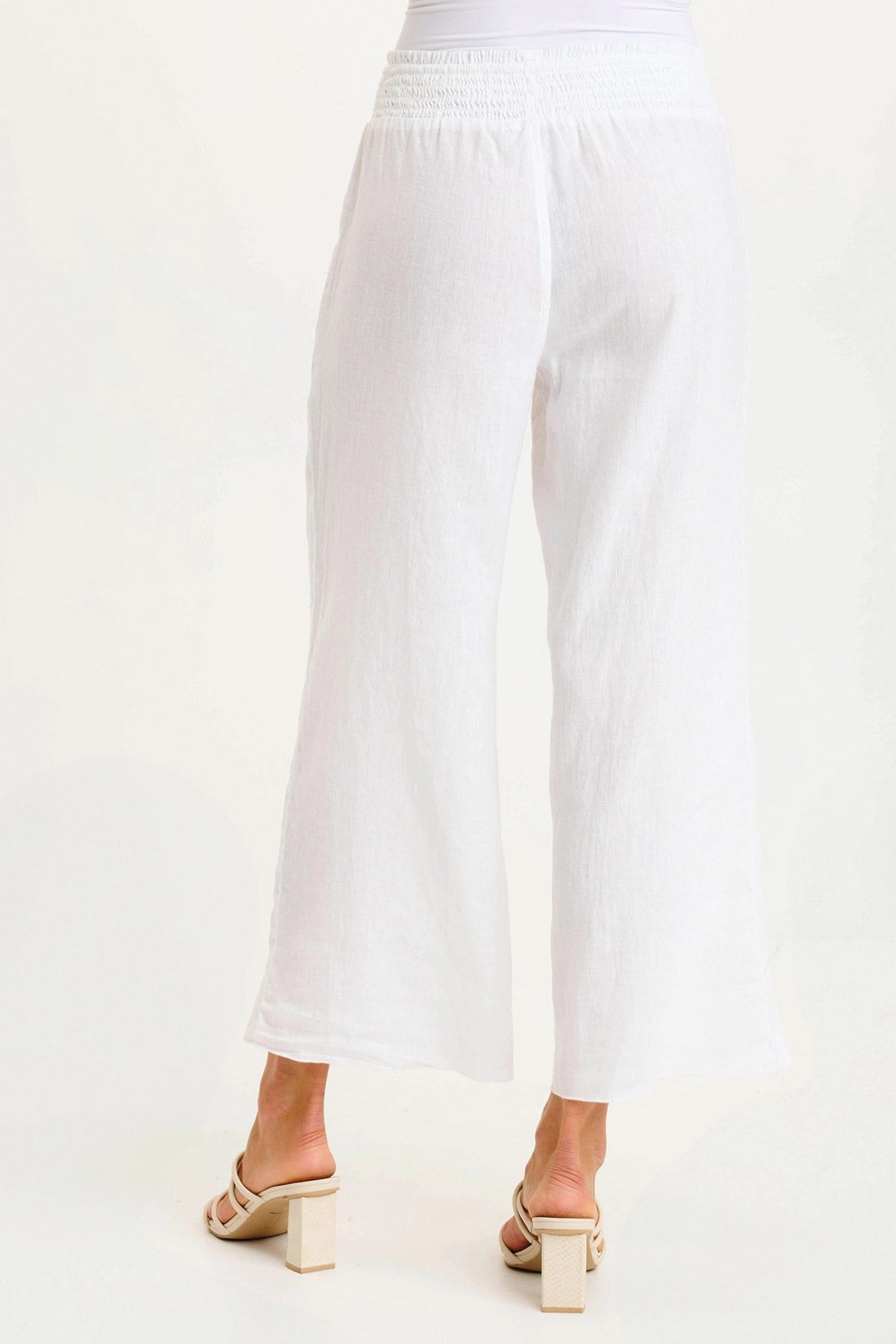Essential Wearable Rokel Linen/Crochet Ruched Wide Leg Pant