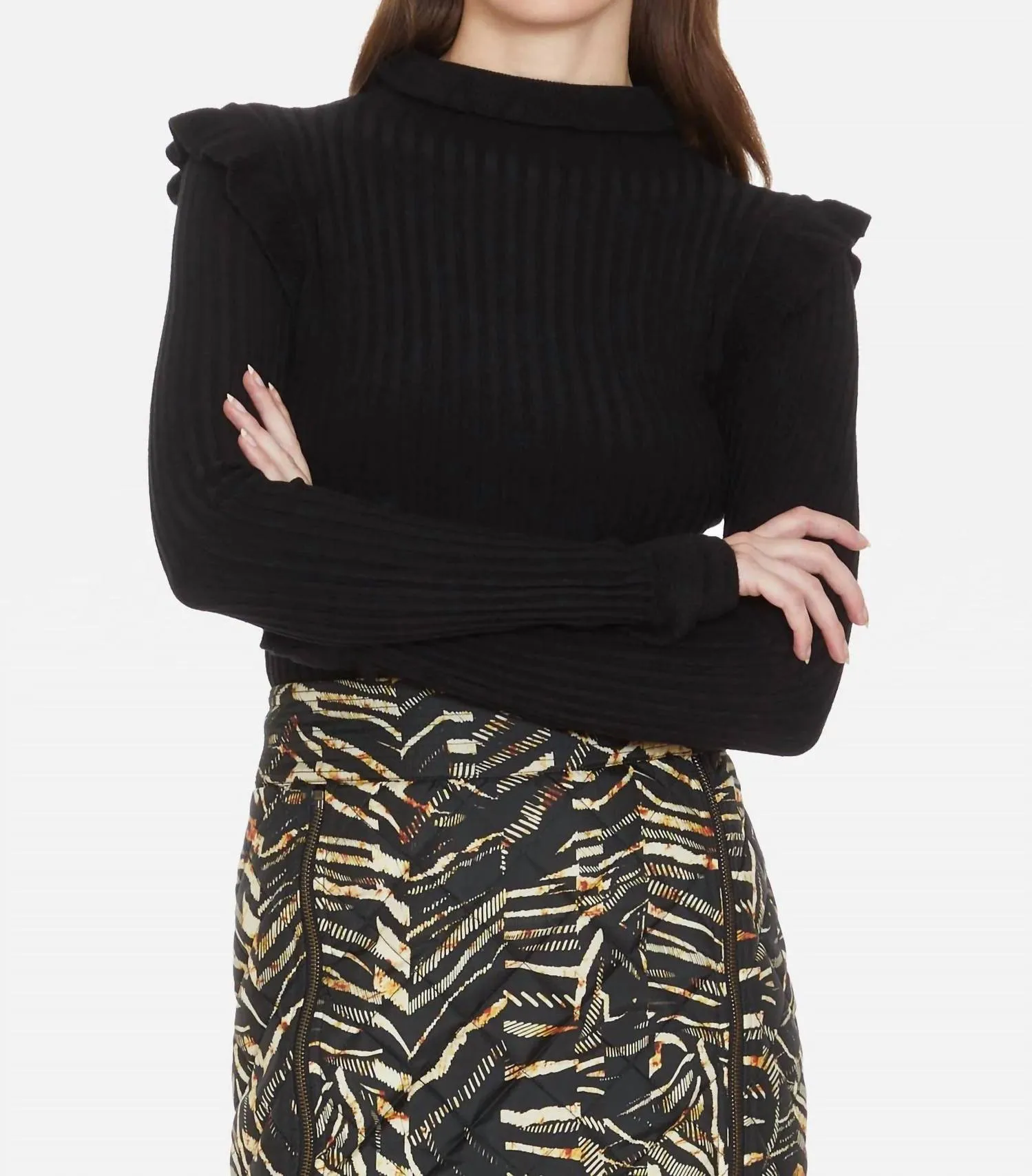 Tinley Turtleneck Top In Black winter warmth Ventilated Underarm Design