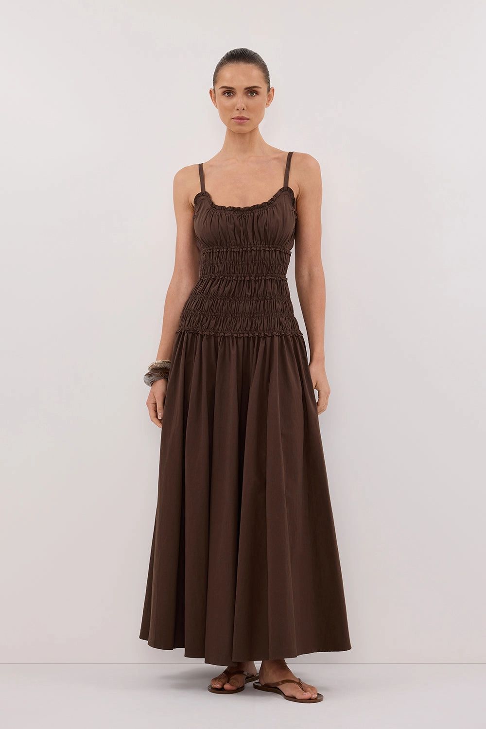 TOBY BITTER CHOC COTTON MIDI DRESS Mood Friendly