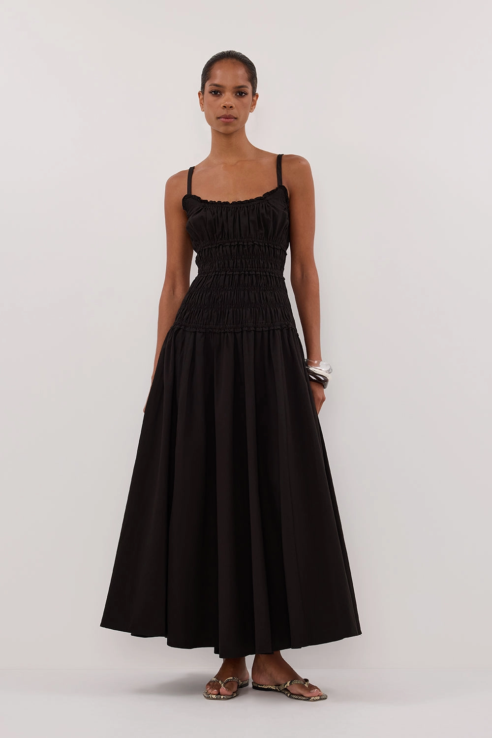 TOBY BLACK COTTON MIDI DRESS High-Fashion