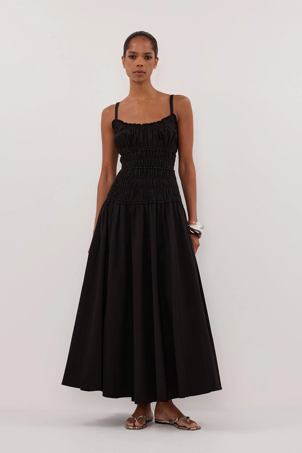 TOBY BLACK COTTON MIDI DRESS Style Blend