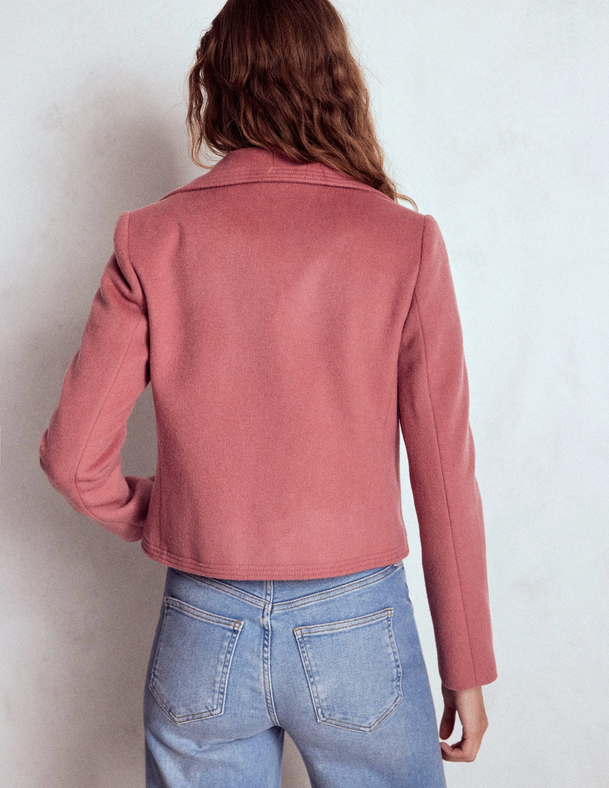 Topstitch Jacket-DUSTY PINK AdjustableHem