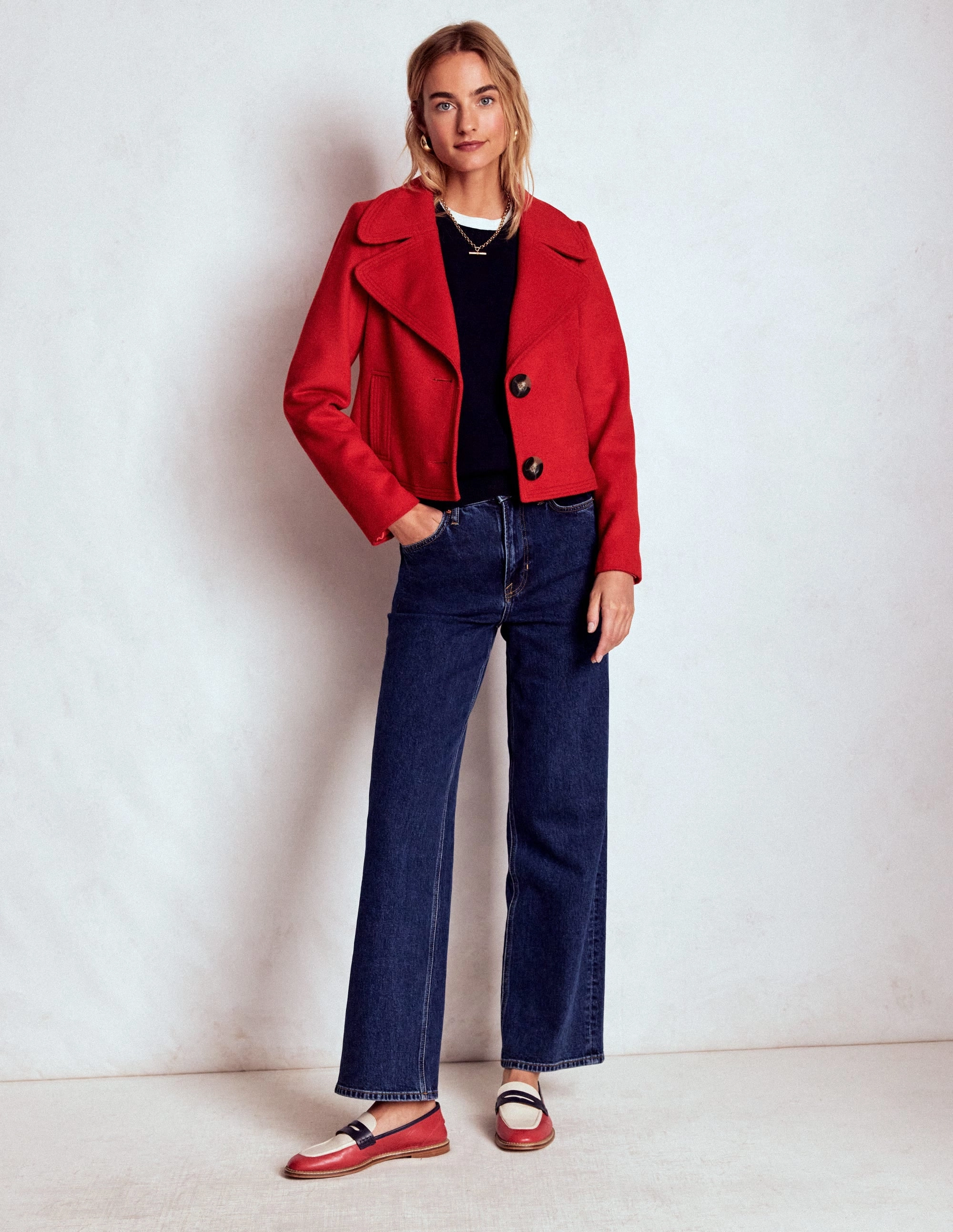 Layer Up Style Topstitch Jacket-Poppy Red