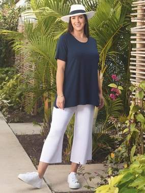 EasyCare Fabric AdjustableClosure Torie Jersey Top - Navy