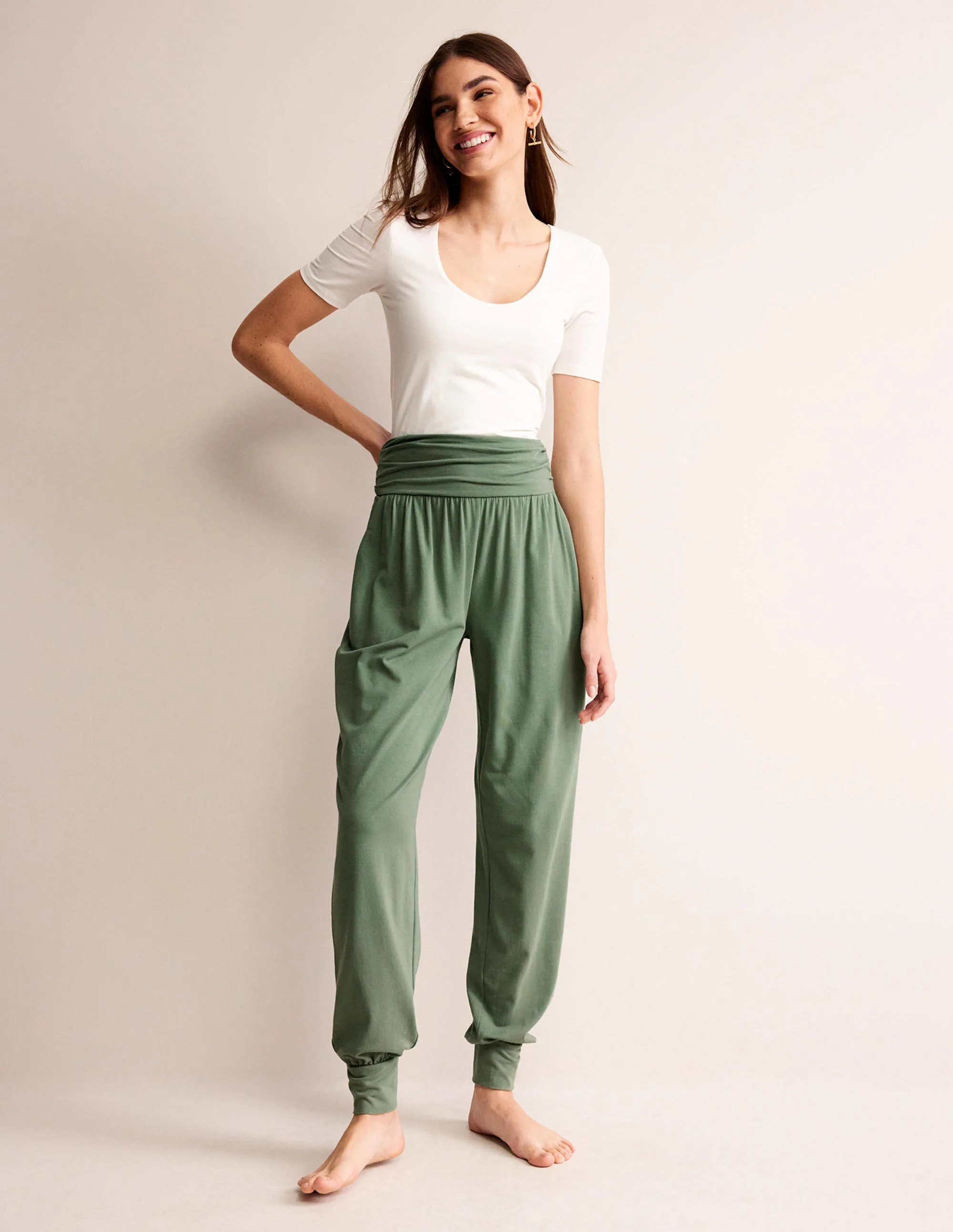 High Rise Cool Touch Hareem Jersey Joggers-Alder