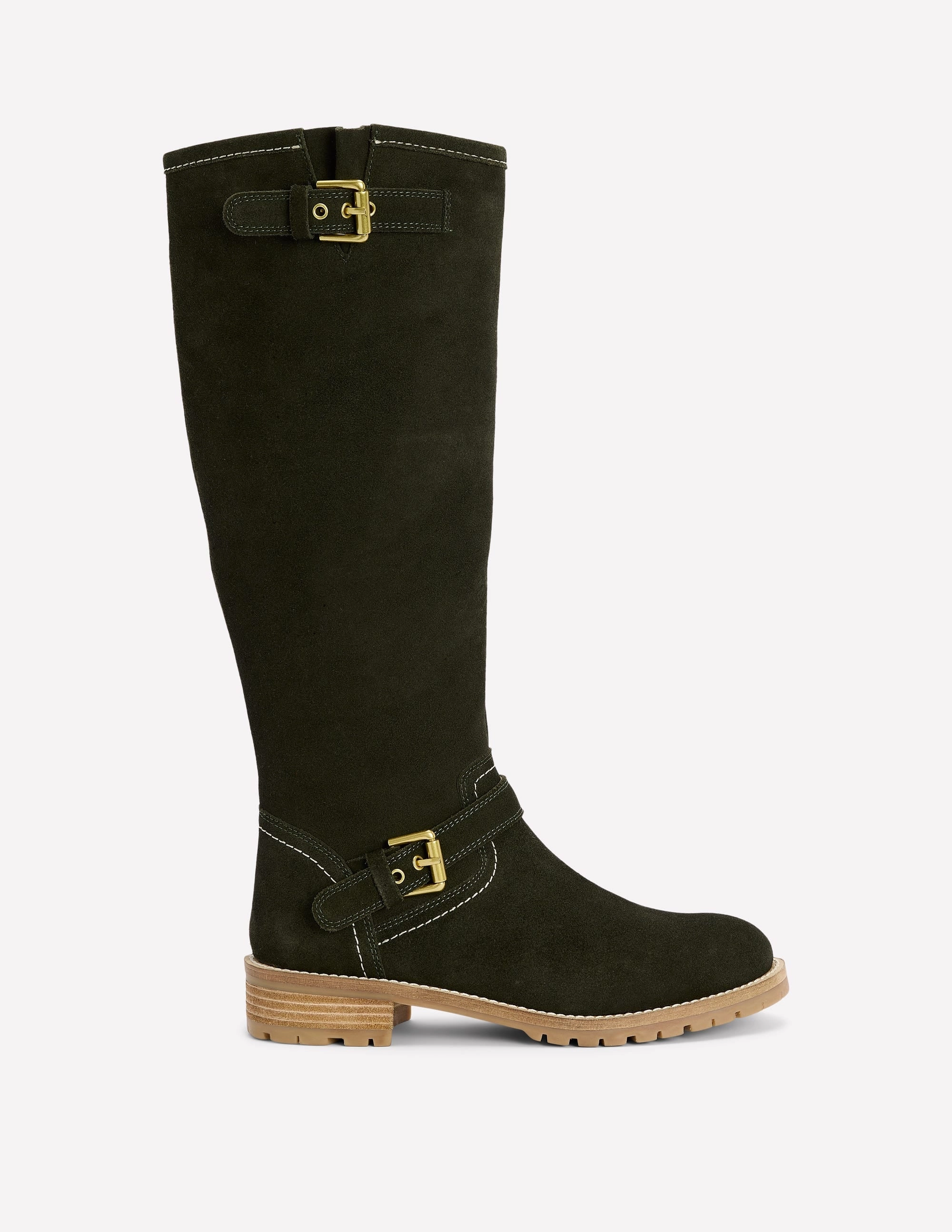 Traction Enhanced Base Compression Resistant Foam Buckle Knee High Boots-Woodland Green