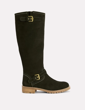 Buckle Knee High Boots-Woodland Green Slip Resistant Rough Terrain MachineWashable