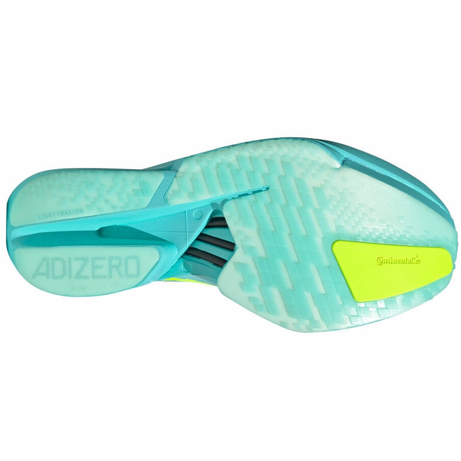 elevated - heel - feature shoes Rolling Motion Guidance Mens's Adizero Adios Pro 4 Running Shoes Flash Aqua / Lucid Lemon / Mint Ton