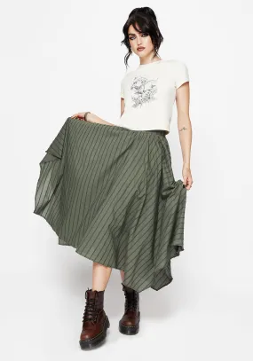 Relax Outfit Blythe Cotton Handkerchief Hem Midaxi Skirt - Green