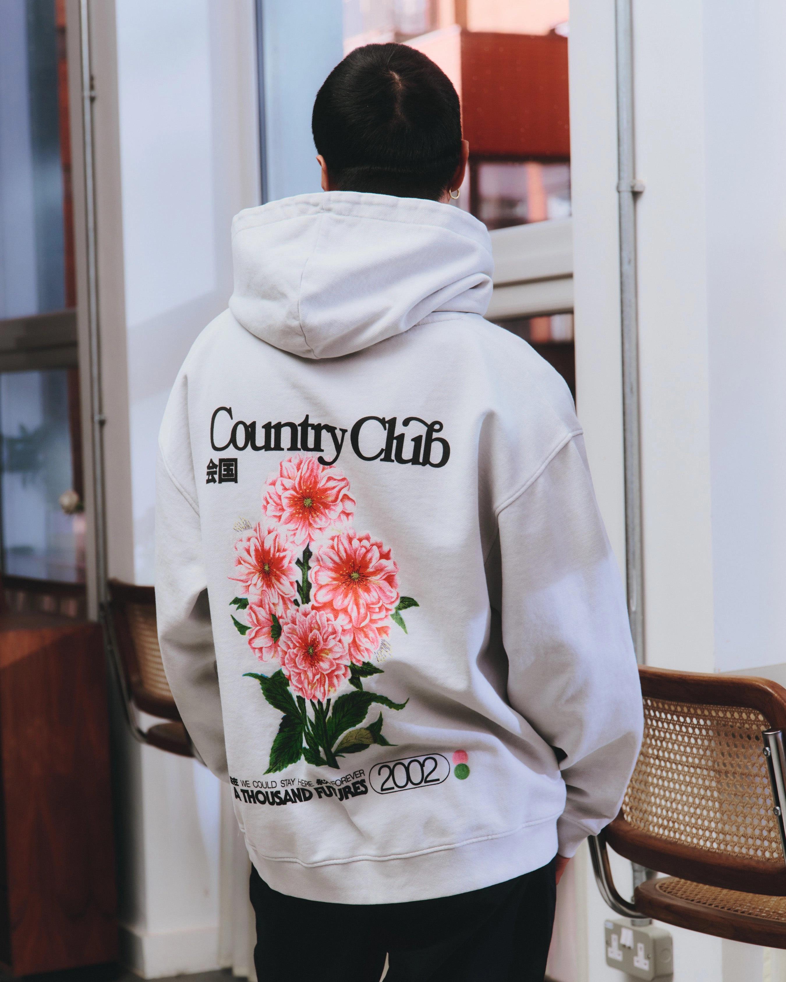 Raw Hem Detail Simple Outfit A Thousand Futures x GK 'Country Club' Vintage Washed Hoodie - Ash Grey
