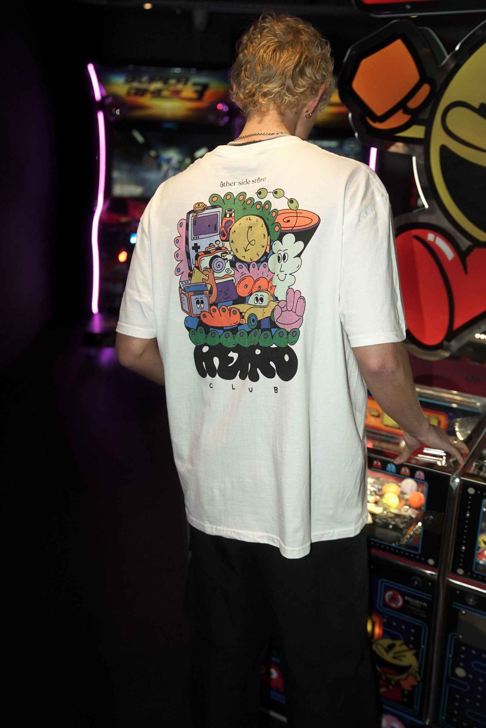 Breathable Essentials Everyday Outfit Other Side Store 'Retro Club' Tee - White