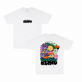 Other Side Store 'Retro Club' Tee - White Breathable Yarn Composition Abrasion Resistant Fabric