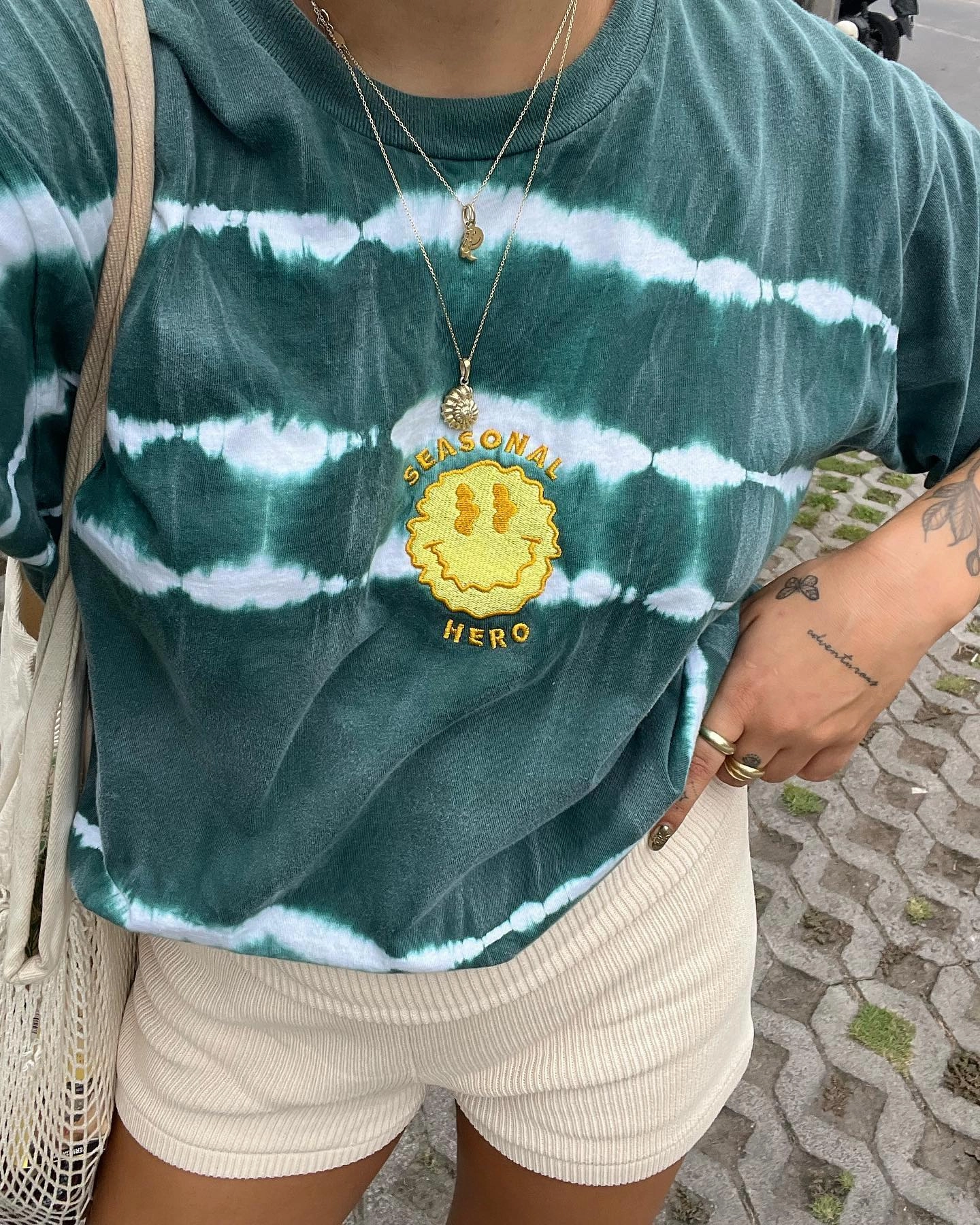 Seasonal Hero 'Trippy Smiler' Tie Dye Washed Tee - Green & White Breathable Fit Wear