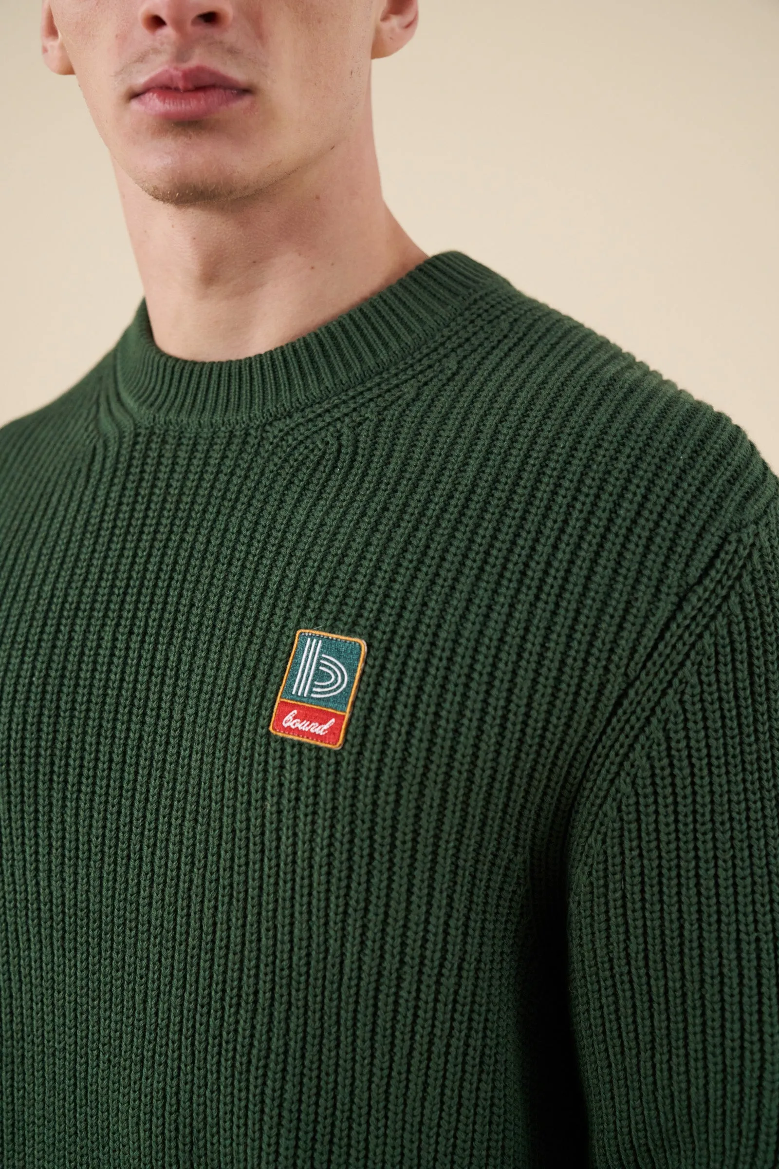 bound Retro Fisherman Rib Knit Sweater - Green Comfy Layered Wear Chilly Weather Wear
