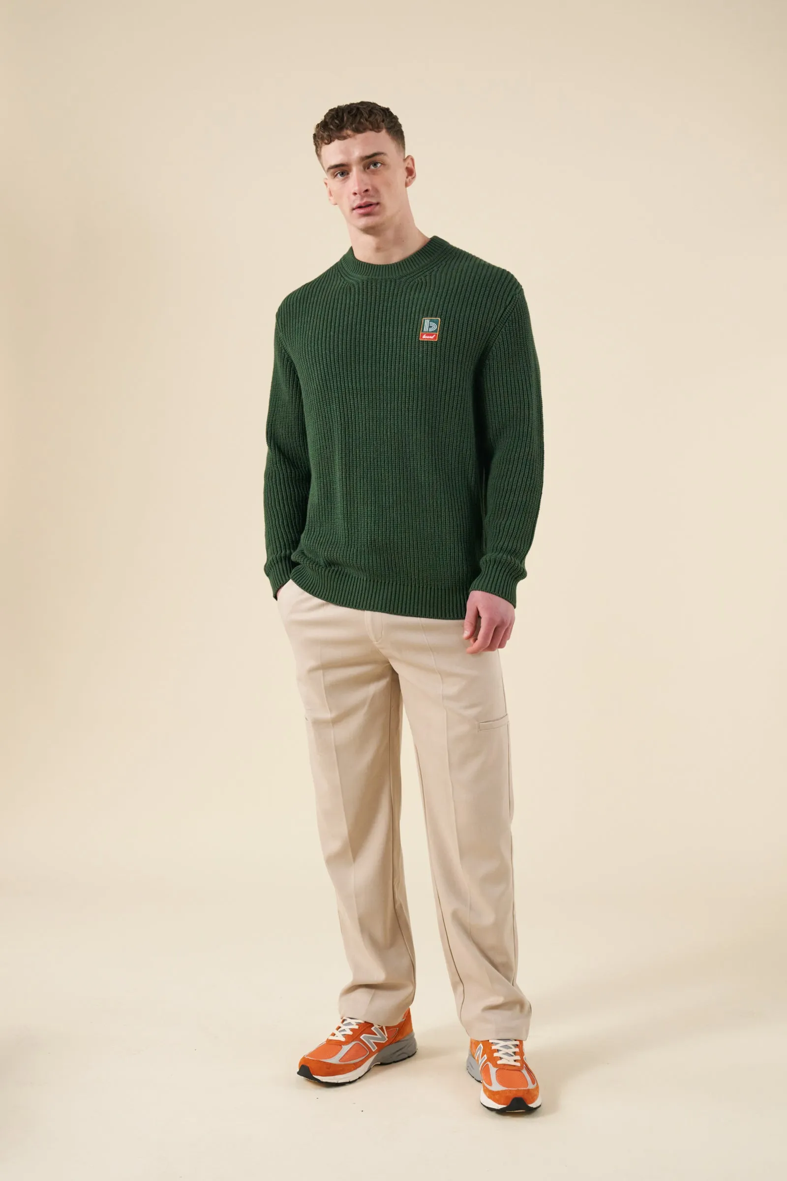 bound Retro Fisherman Rib Knit Sweater - Green Layering Essential