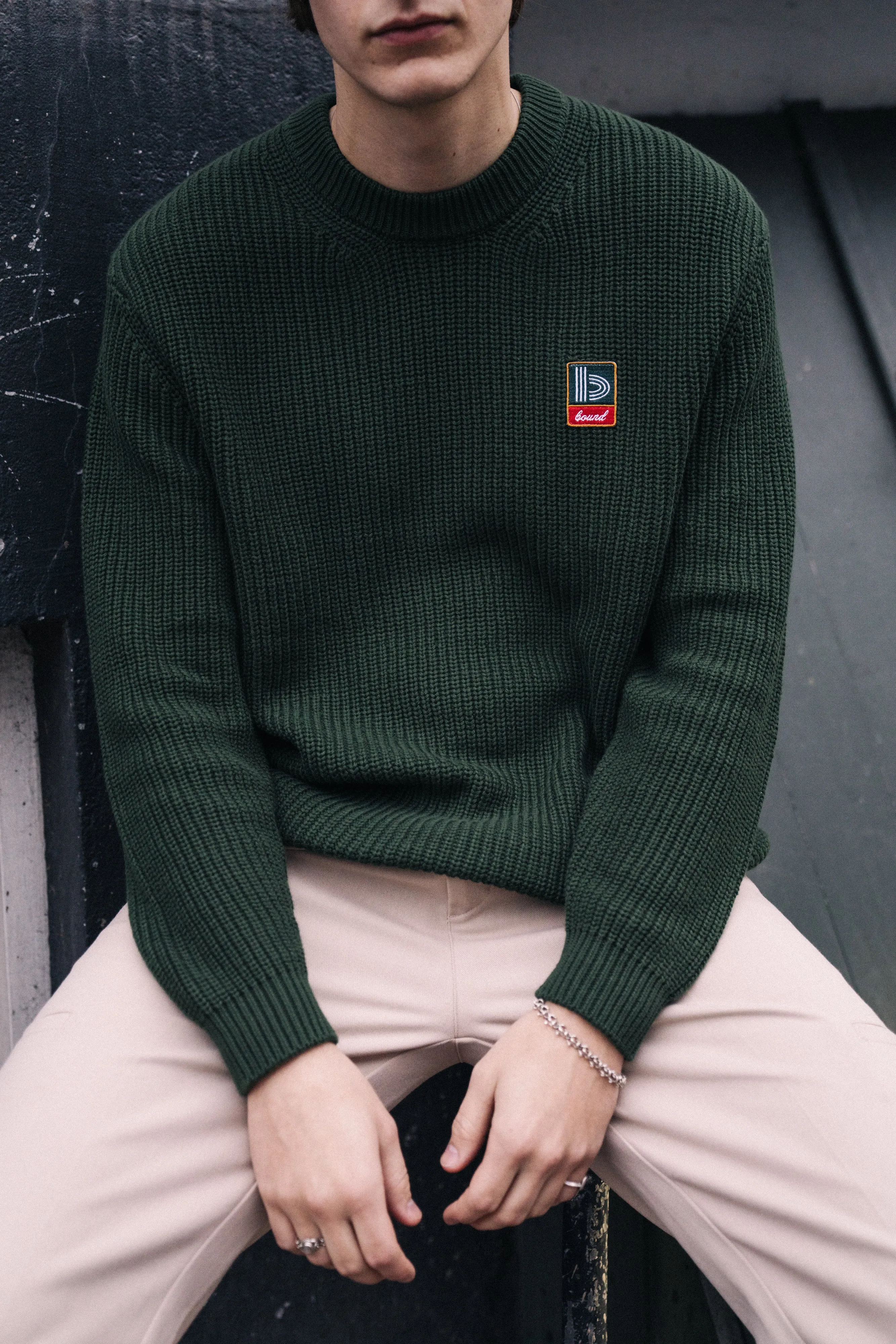 bound Retro Fisherman Rib Knit Sweater - Green Chilly Day Essentials
