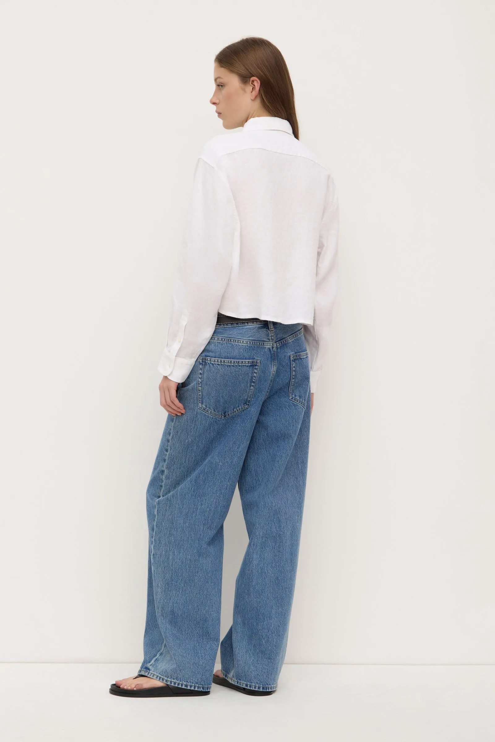 Short Sleeve Classic Style Lilah Linen Boxy Shirt