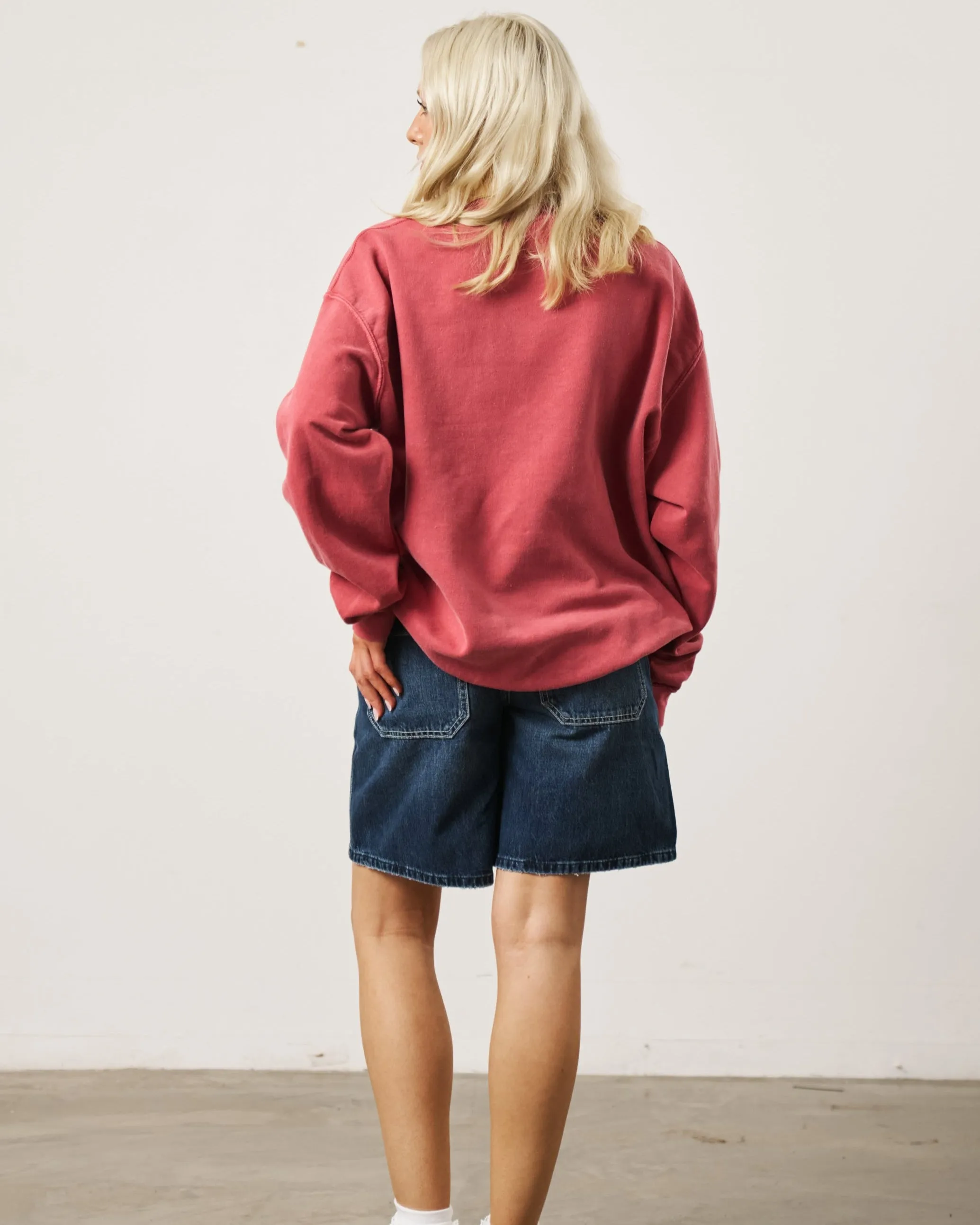 Essentials Vintage Washed Sweater - Red High Density Weave Winter Ready Layer
