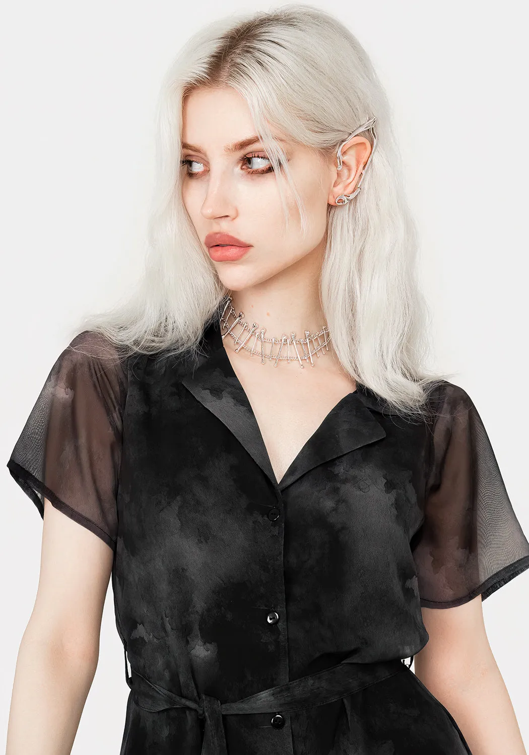 Tempest Midi Tie Waist Shirt Dress Dew Glow Stylish Layering