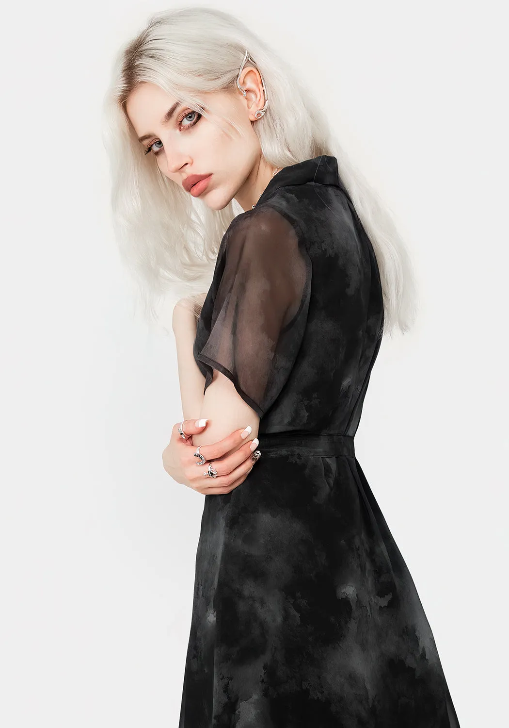 Poised Vibe Tempest Midi Tie Waist Shirt Dress