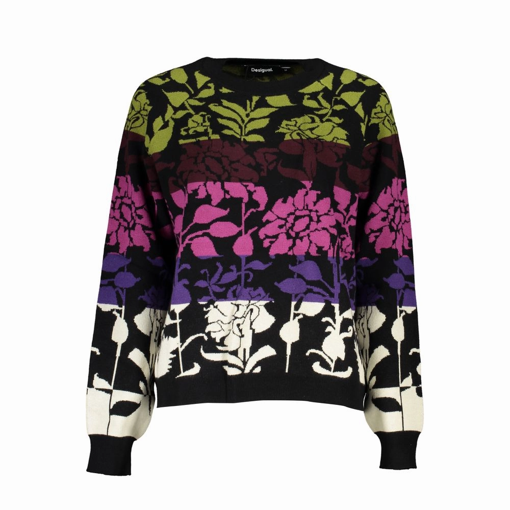 Anti Snag Fabric Quick Dry Material Desigual Chic Long-Sleeved  Sweater with Contrast Women's Details