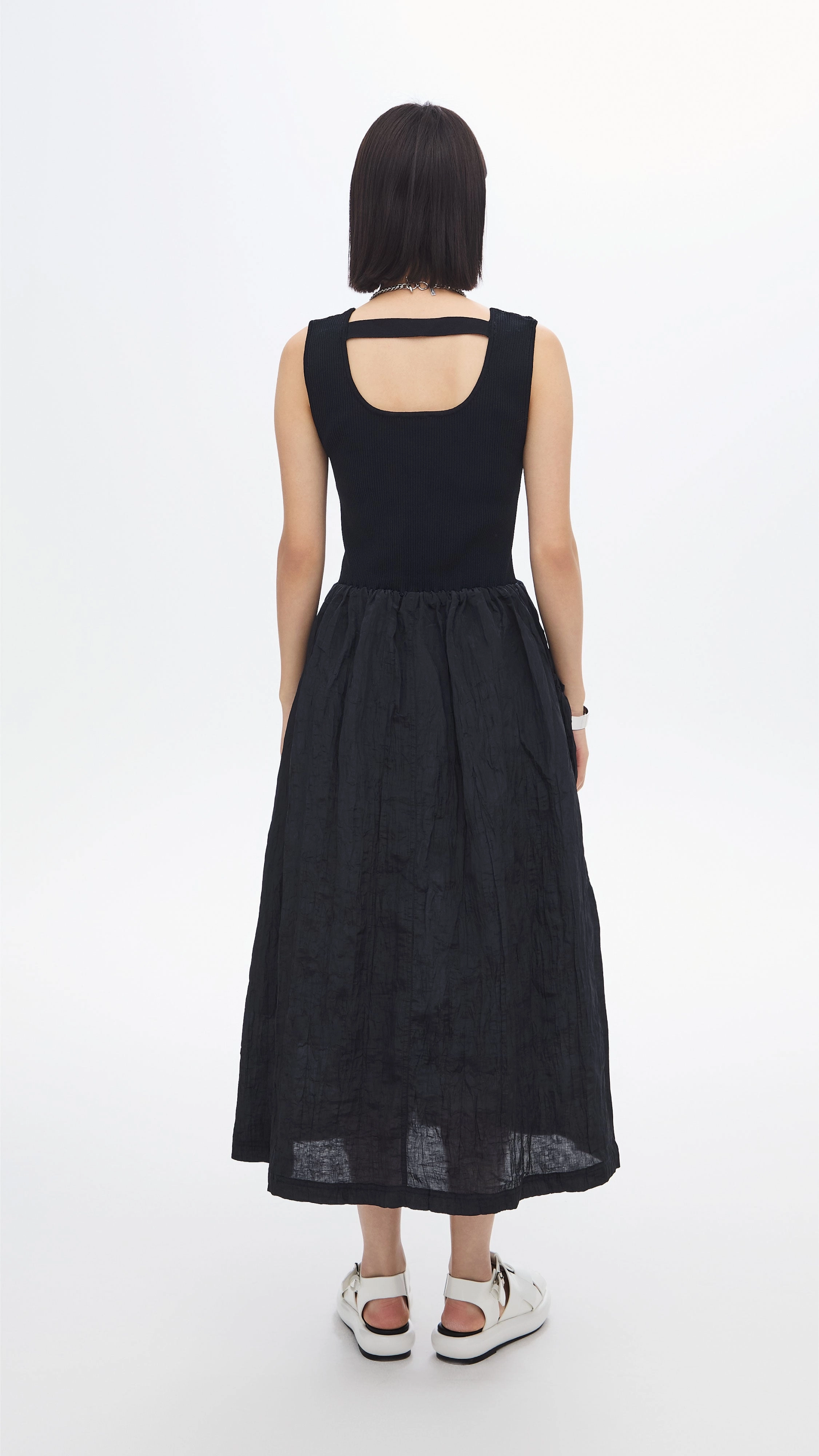 Nylon Patch Knit Dress Semi Sheer Vibe Choice