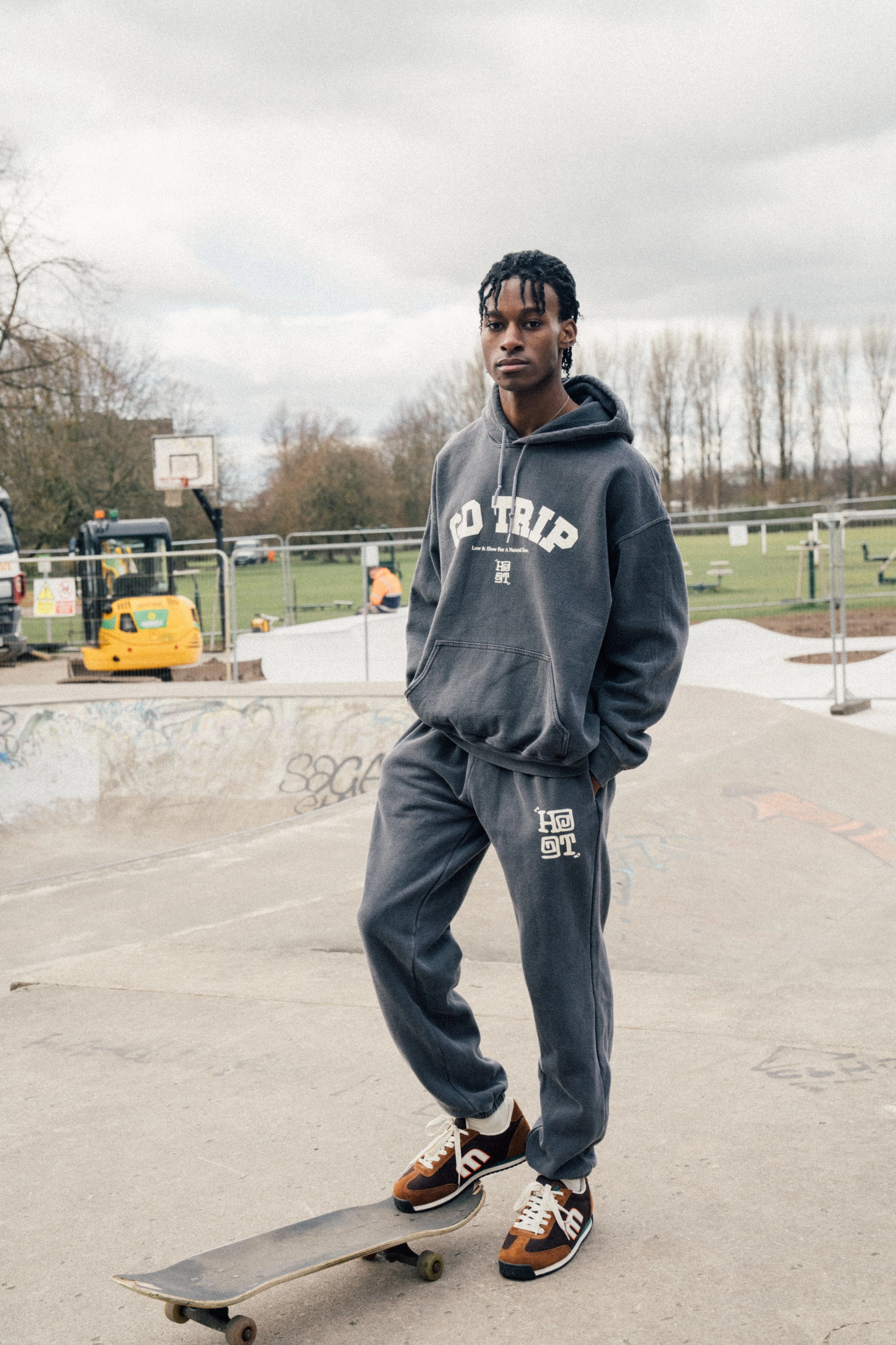 Owl like Pastel color HAVE A GD TRIP 'Varsity' Vintage Washed Hoodie - Charcoal