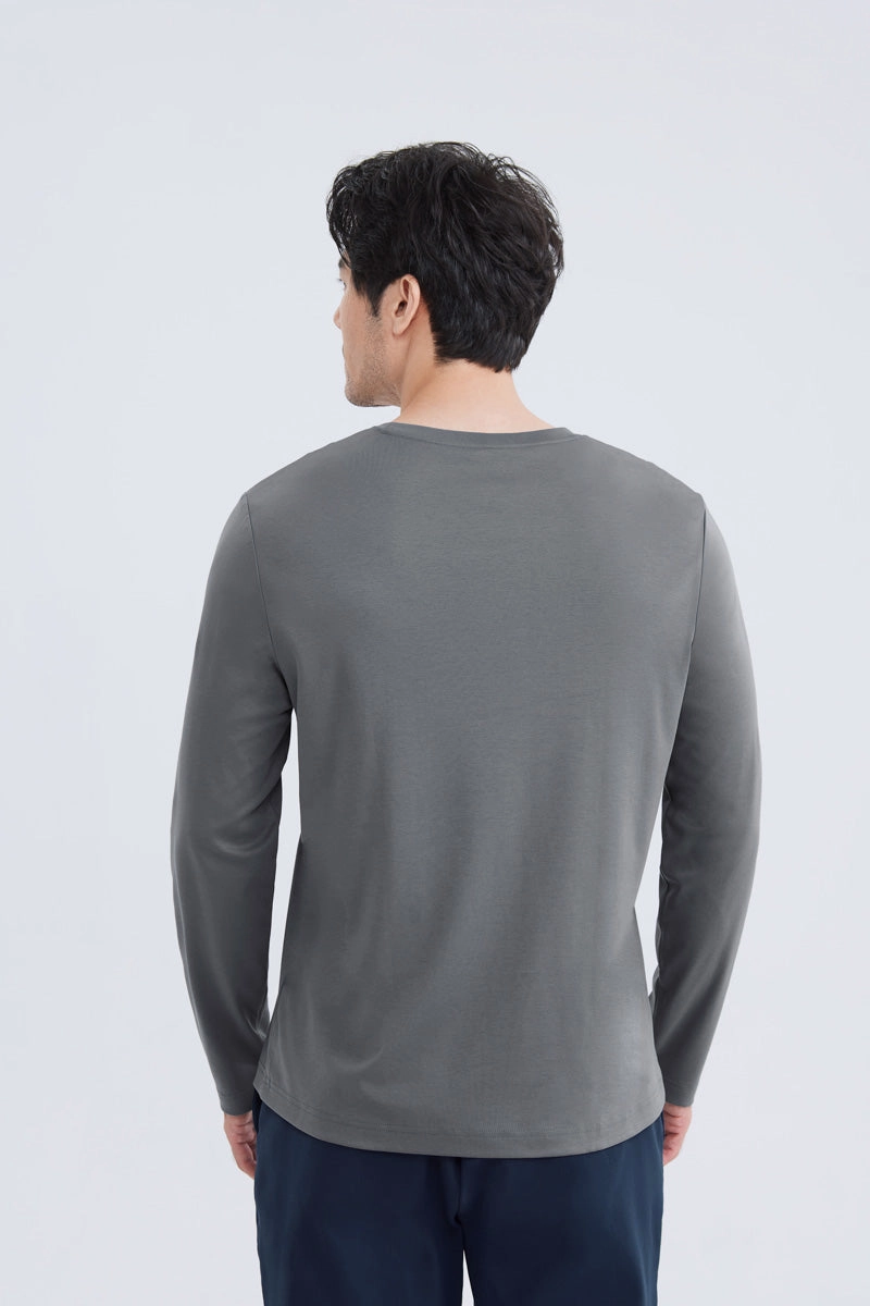 HeatGuard Crew Neck Long Sleeve T-Shirt | Dark Grey GYE149 Versatile Look Sustainable