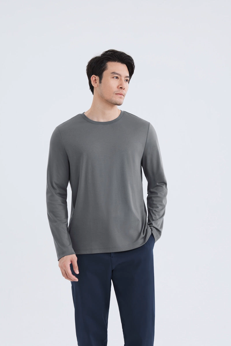 Heather Texture Finish HeatGuard Crew Neck Long Sleeve T-Shirt | Dark Grey GYE149