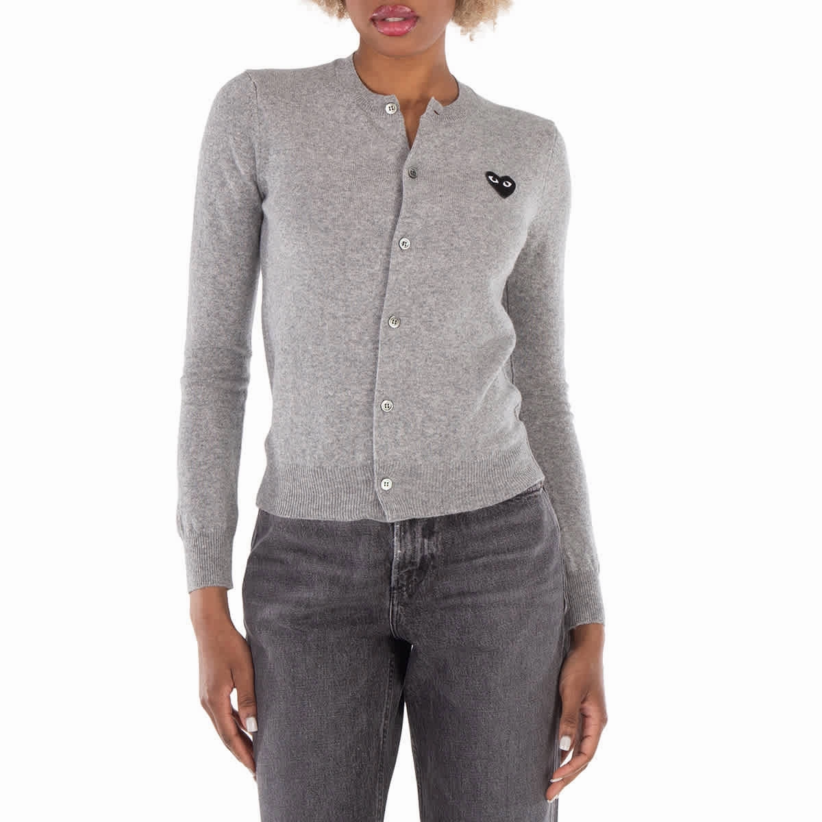 Comfortable Choice Comme Des Garcons Black Heart Logo Cardigan In Grey