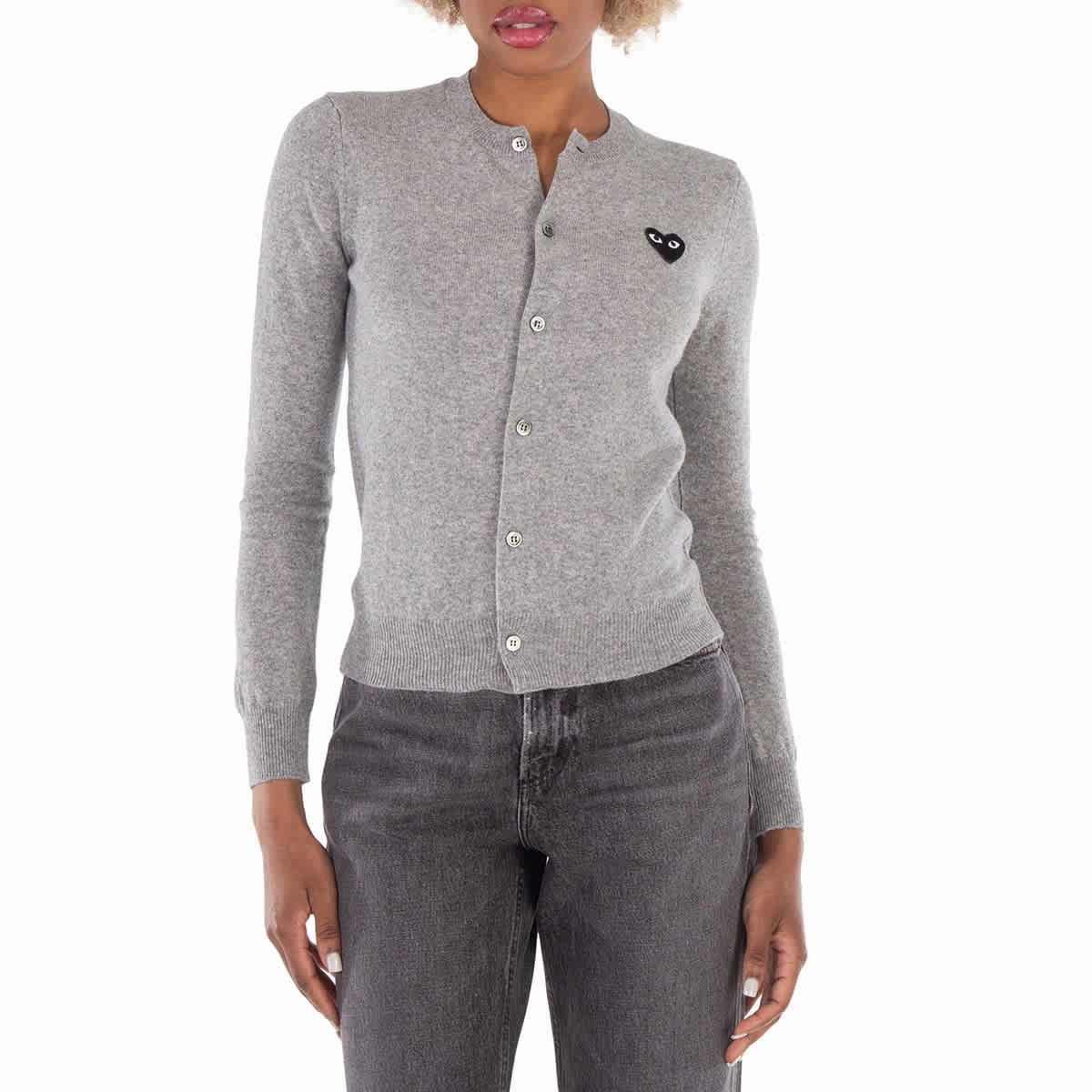 Comfy clothing Versatile Outfit Comme Des Garcons Black Heart Logo Cardigan In Grey