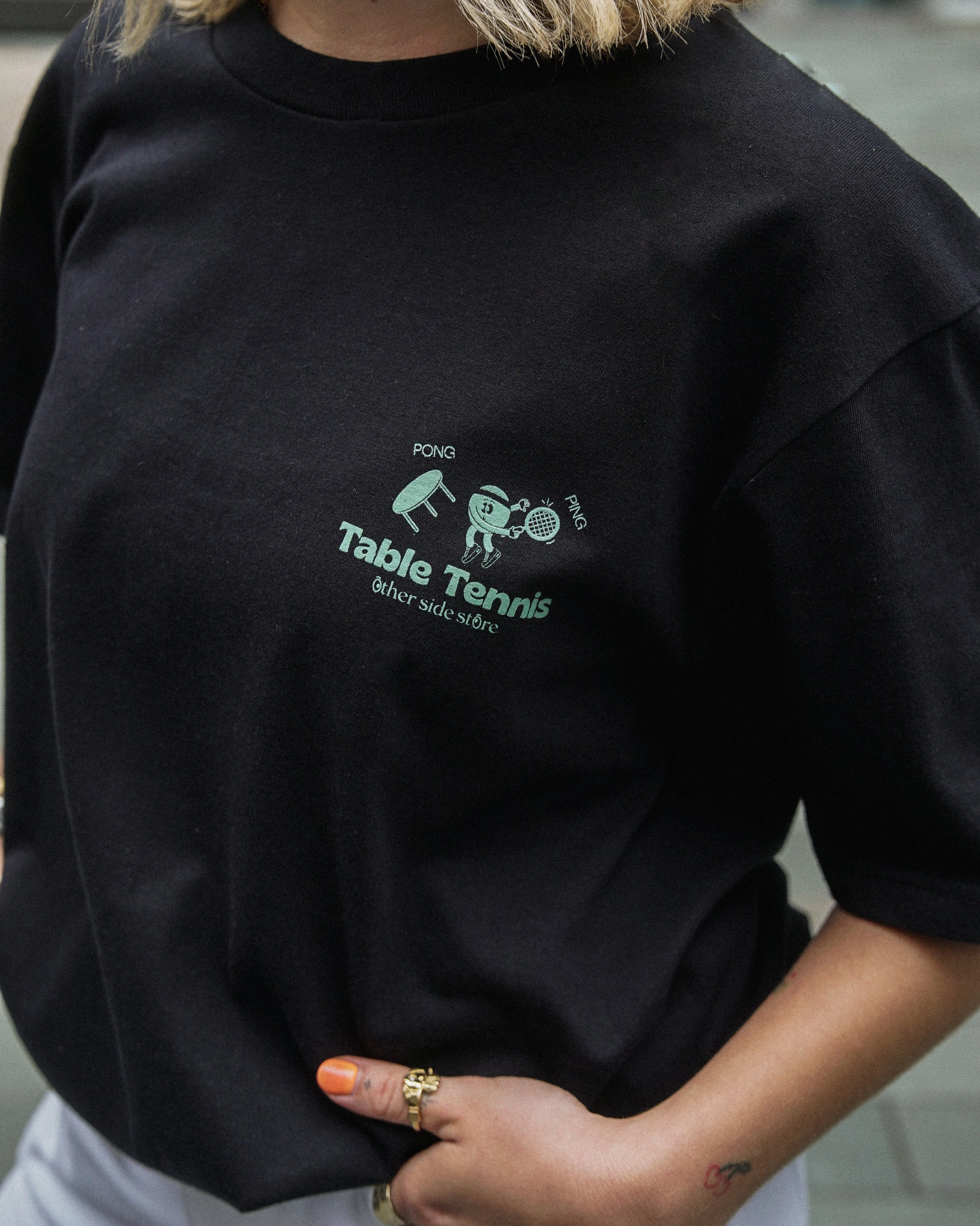Other Side Store 'Ping Pong' Tee - Black Relaxed Comfort