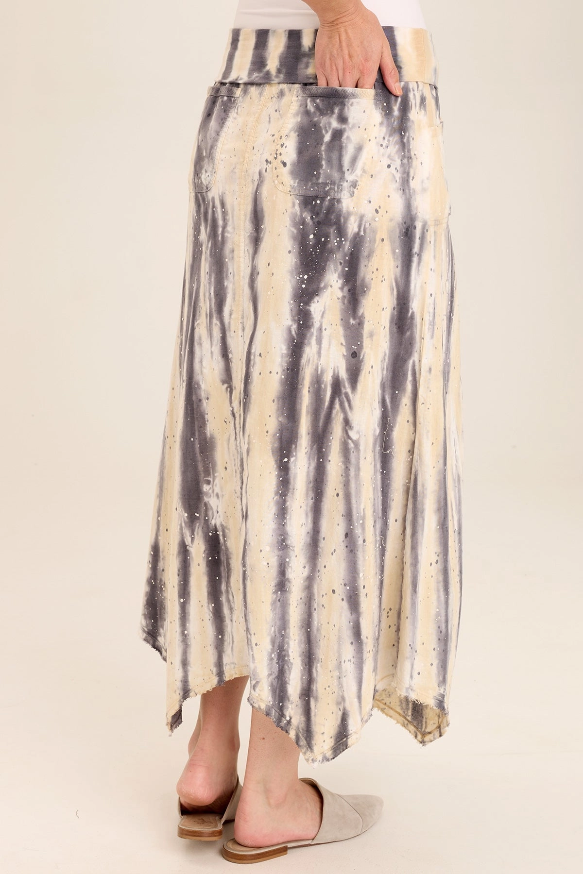 Triste Linen Bohemian Sharkbite Maxi Skirt Machine washable