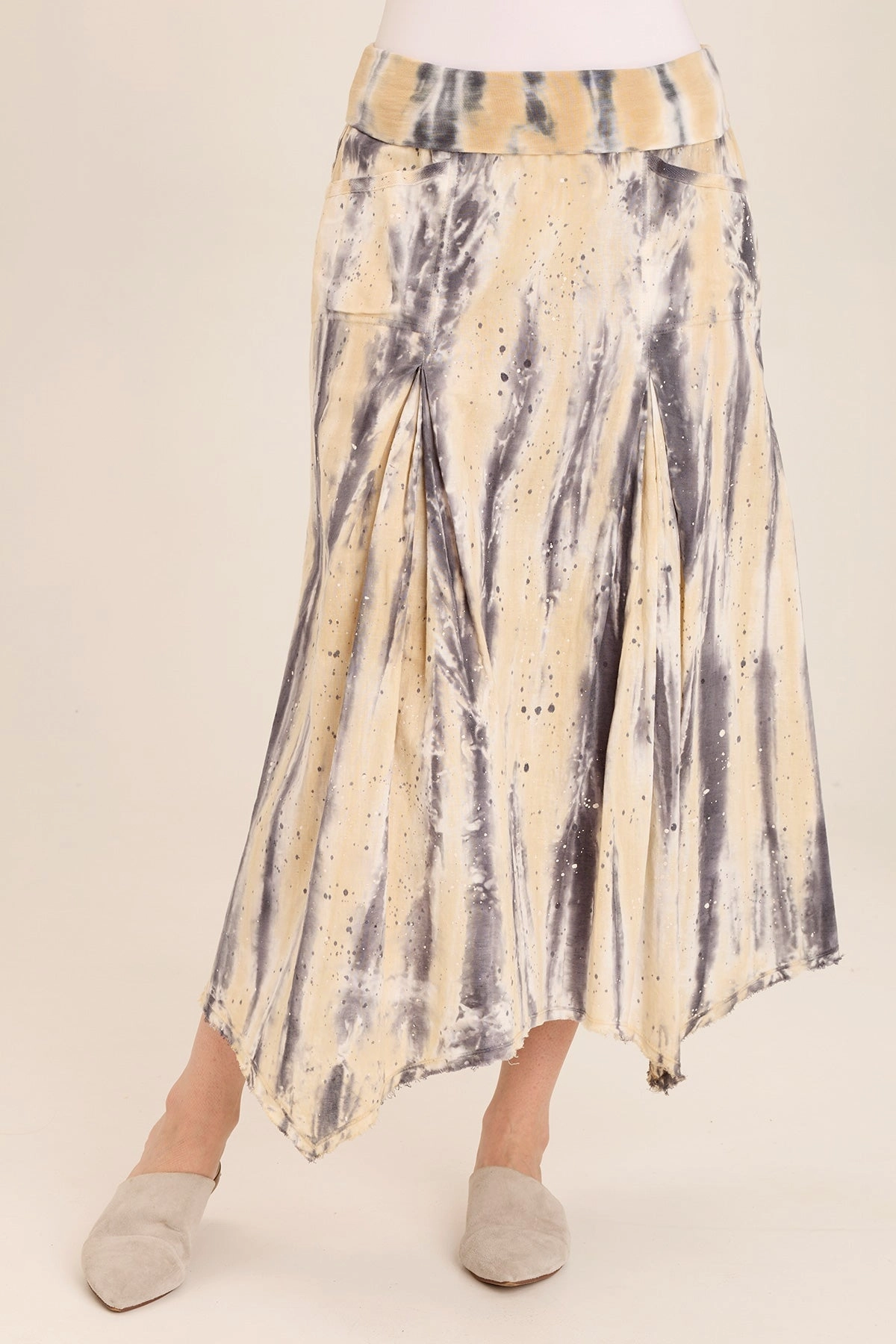 High Density Weave Triste Linen Bohemian Sharkbite Maxi Skirt