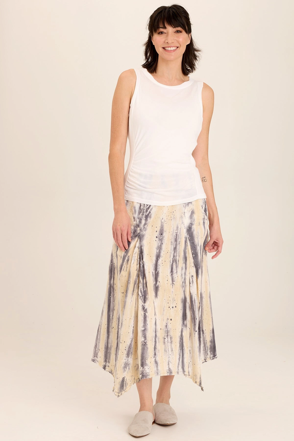 Triste Linen Bohemian Sharkbite Maxi Skirt Casual Feel Pocket Design