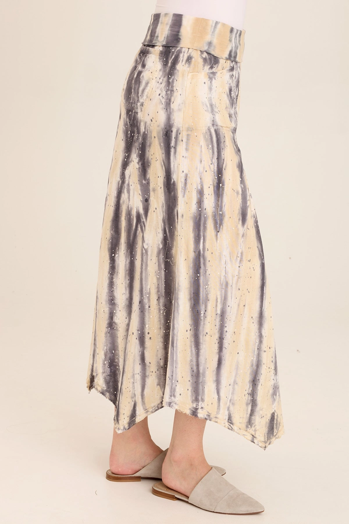 Urban Style Chic Look Triste Linen Bohemian Sharkbite Maxi Skirt