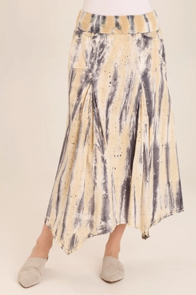Pull On Style Triste Linen Bohemian Sharkbite Maxi Skirt