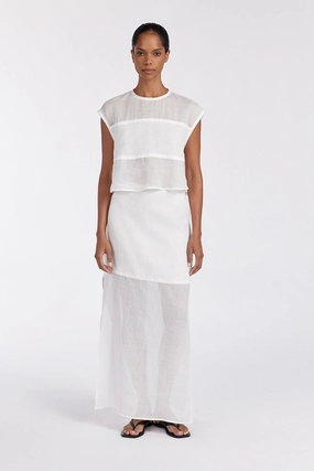 KAI WHITE RAMIE MIDI SKIRT Statement Color Performance Outfit