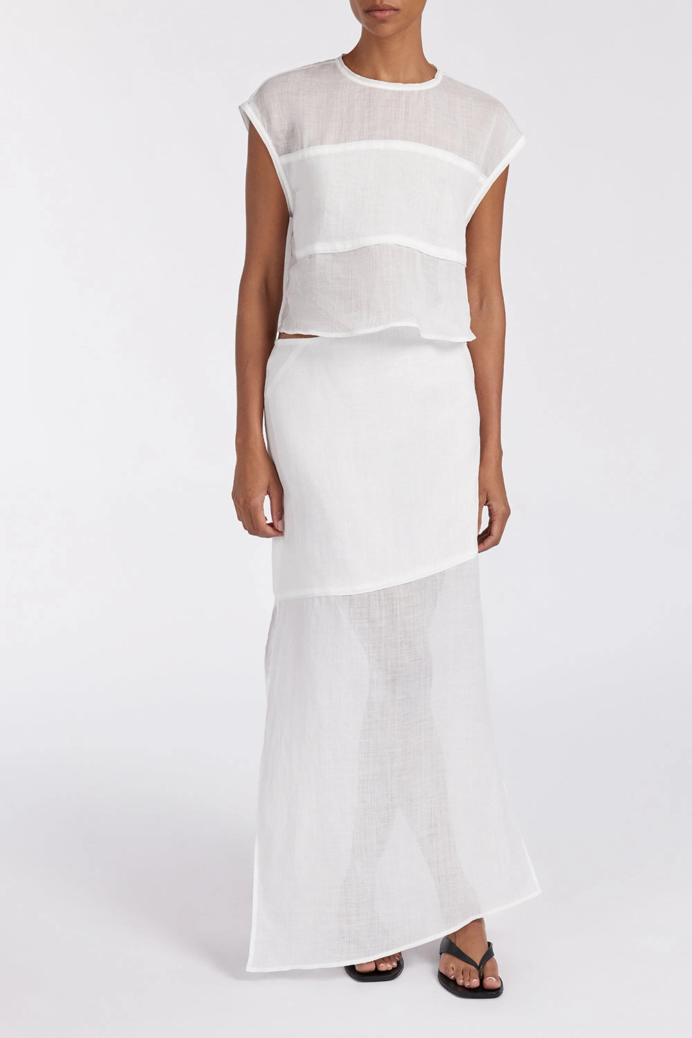 Water Resistant KAI WHITE RAMIE MIDI SKIRT