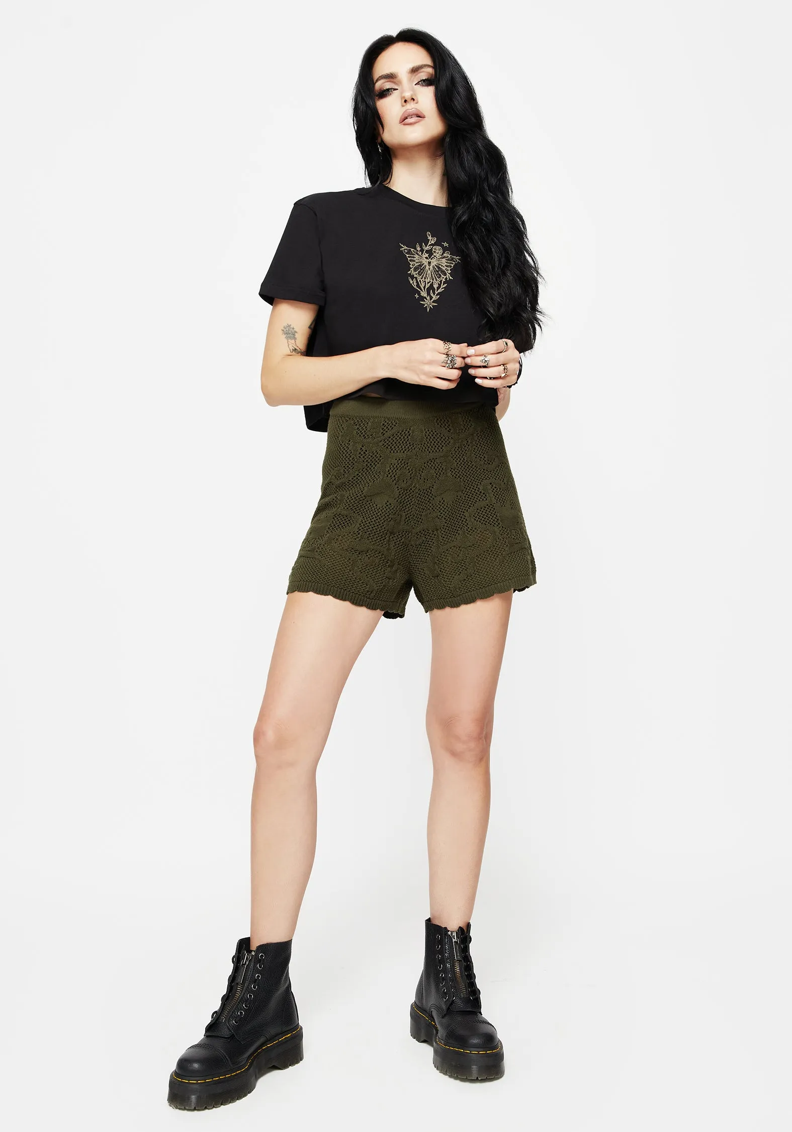 Tulip Jacquard Knit Shorts Sleek Look Functional Comfort