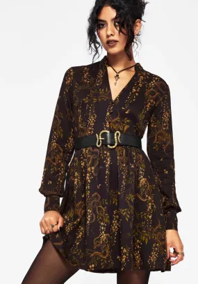 Azazel Snake Printed Belted Mini Dress Wave Soft Soft color