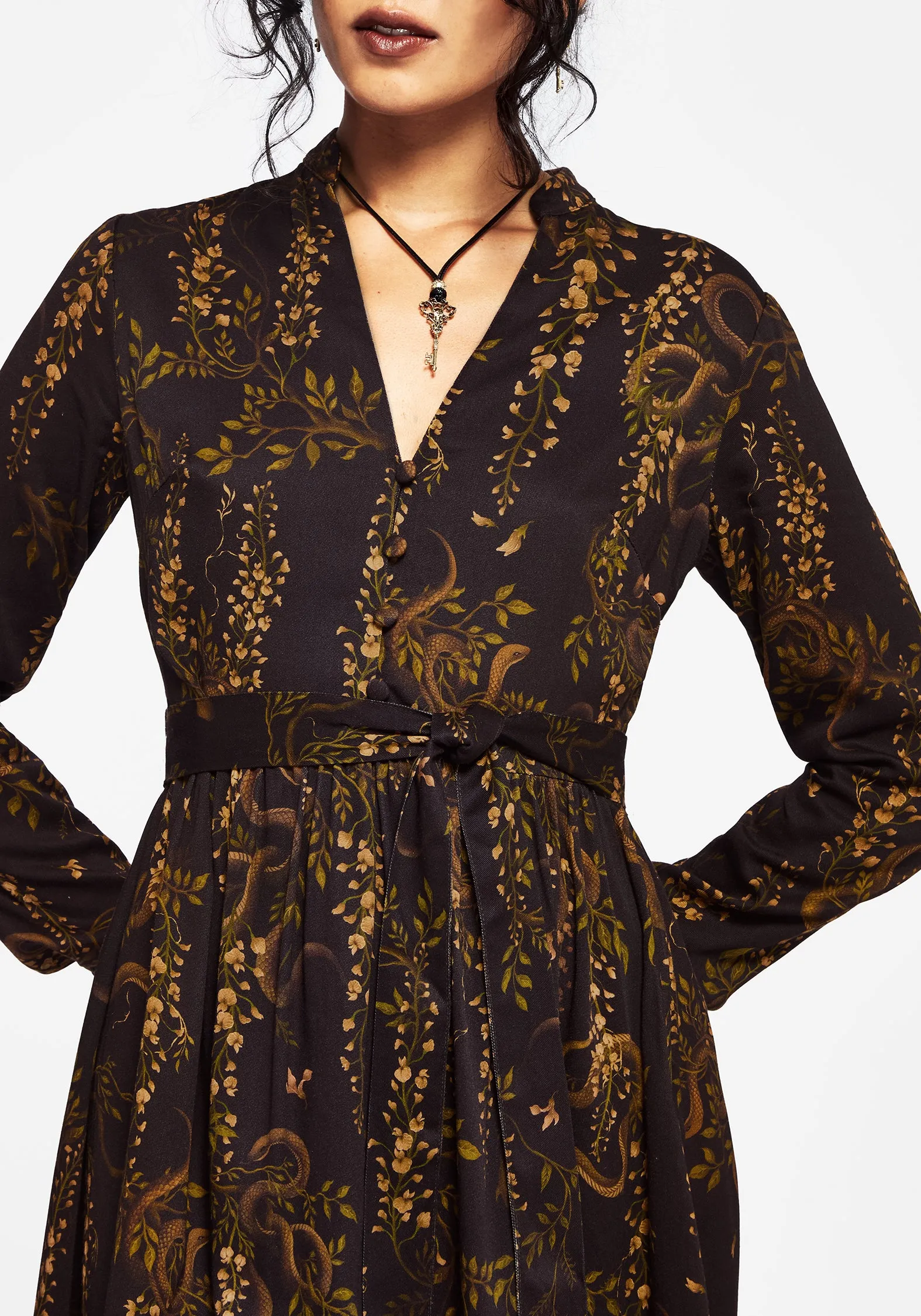 Azazel Snake Printed Belted Mini Dress Clean Finish