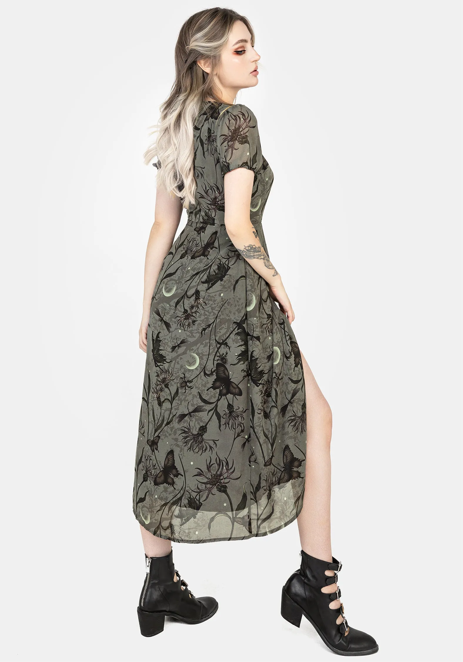 Gloriana Floral Print Chiffon Midaxi Wrap Dress soft fit