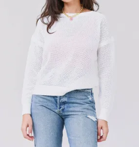 Open Stitch Sweatshirt In White Winter Styling