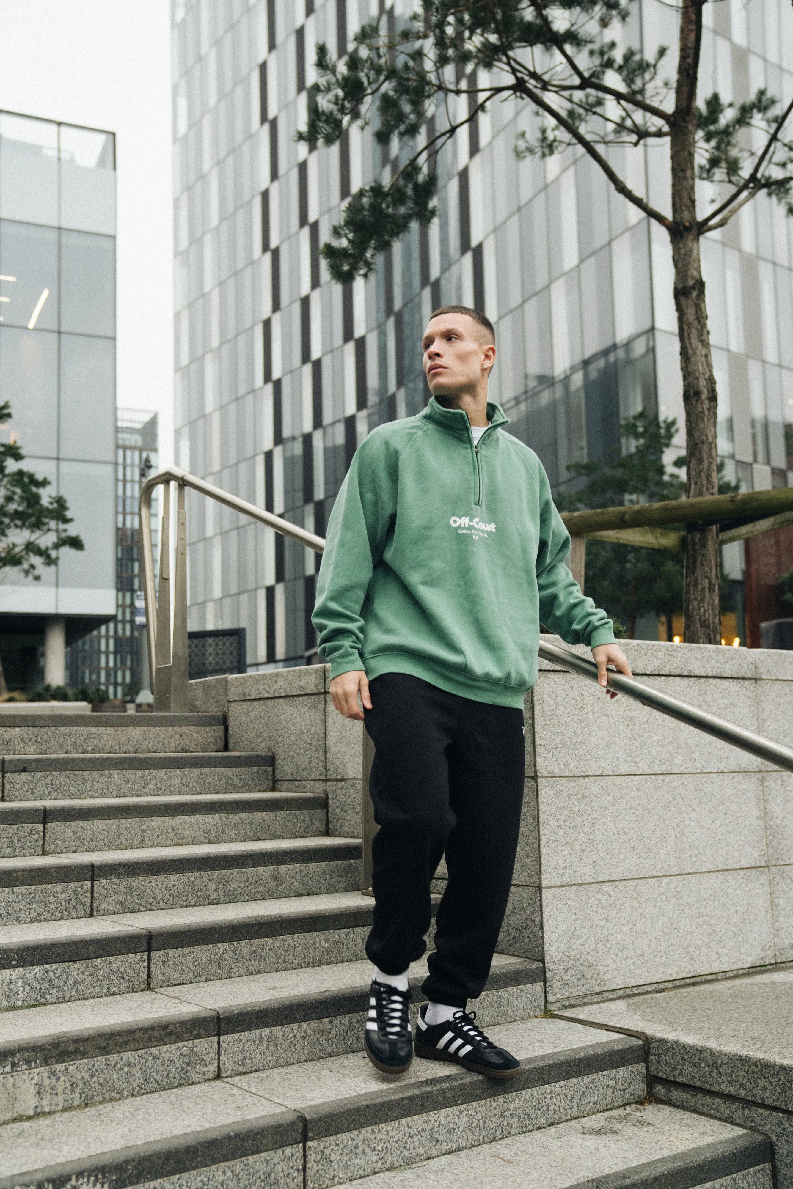 Layered Style Vice 84 'Off-Court GSM' Washed 1/4 Zip Sweater - Kelly Green